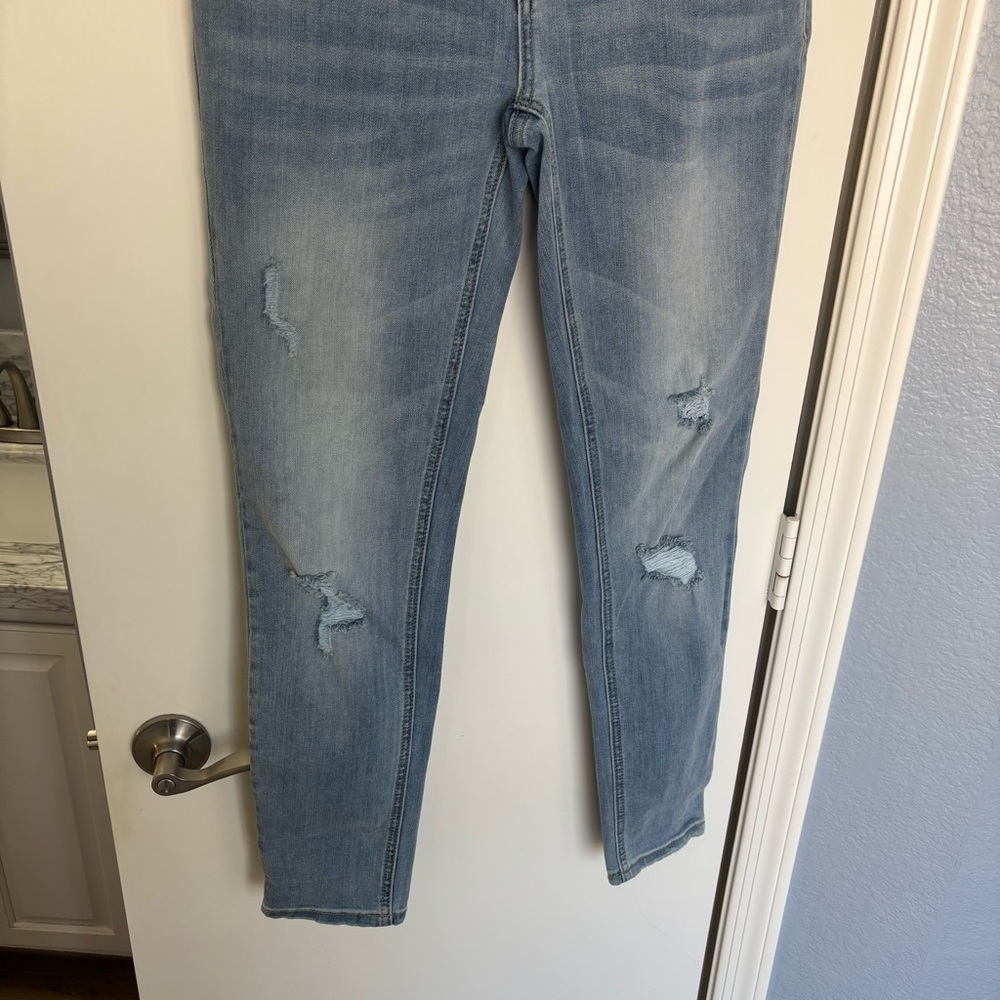 Seven 7 Blue Distressed Jeans with Zippers - Picture 3 of 7